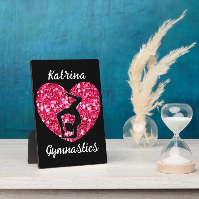 Gymnastics Black and Hot Pink Personalised  Plaque (Side)