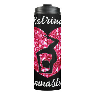 Gymnastics Black and Hot Pink Personalised  Thermal Tumbler