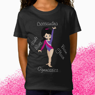 Gymnastics Black Hair, Blue Eyes, Purple Leotard  T-Shirt