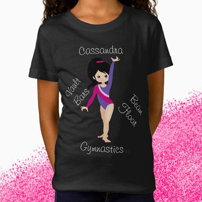 Gymnastics Black Hair, Blue Eyes, Purple Leotard  T-Shirt (Creator Uploaded)