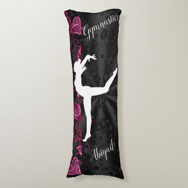 Gymnastics Black, White and Pink  Body Cushion (Front Vertical)