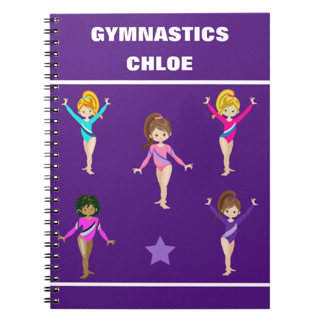GYMNASTICS BLANKET WITH 5 GYMNASTS PERSONALIZED NOTEBOOK (Front)