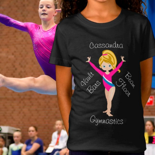 Gymnastics Blonde, Blue Eyes, Pink Leotard   T-Shirt (Creator Uploaded)