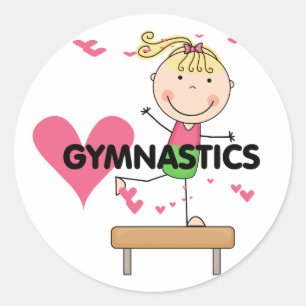 GYMNASTICS - Blonde Girl Balance Beam Tshirts Classic Round Sticker