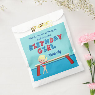 Gymnastics Blonde Girl Gymnast Kids Birthday Party Favour Bags