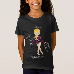 Gymnastics Blonde, Green Eyes, Burgundy Leotard   T-Shirt