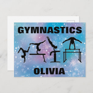 Gymnastics Blue Glam Postcard