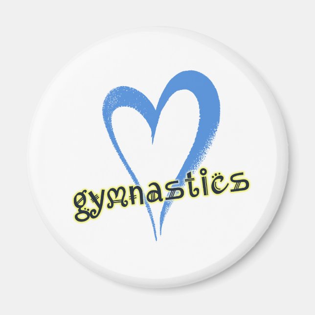 Gymnastics blue heart magnet (Front)