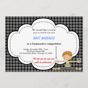 Gymnastics Boy Competition (Black) Invitation