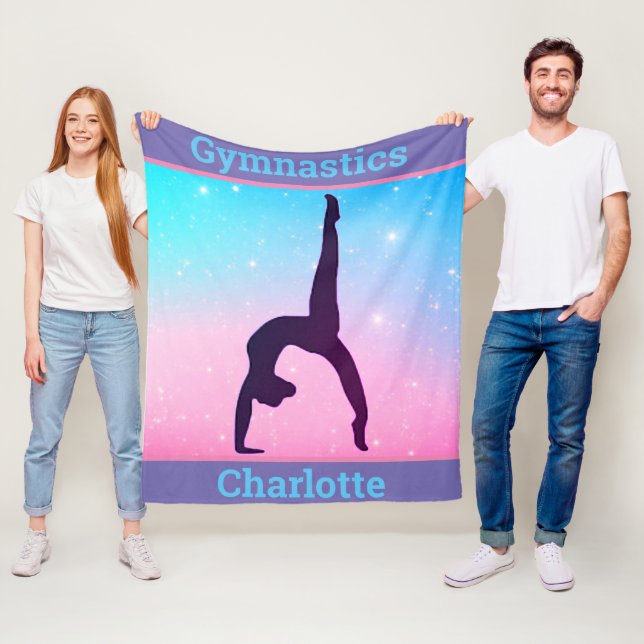 Gymnastics Bridge Kickover Pastel Fleece Blanket (In Situ)
