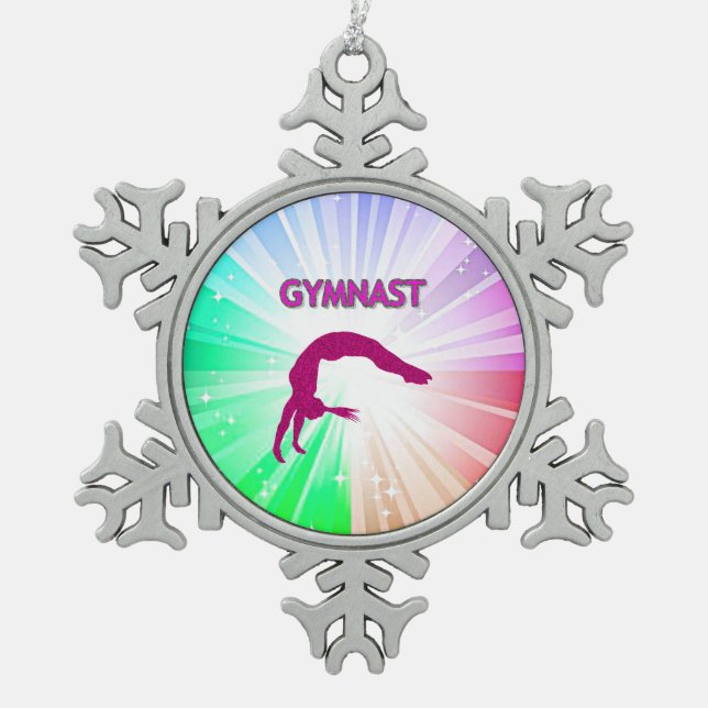 GYMNASTICS "BRIGHT LIGHTS" SNOWFLAKE TREE ORNAMENT (Front)