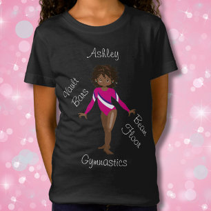 Gymnastics Brunette, Brown Eyes, Pink Leotard T-Shirt