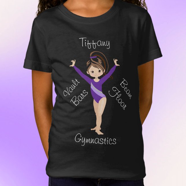 Gymnastics Brunette, Brown Eyes, Purple Leotard    T-Shirt (Creator Uploaded)