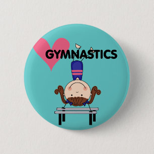 GYMNASTICS - Brunette Girl Handstands 6 Cm Round Badge