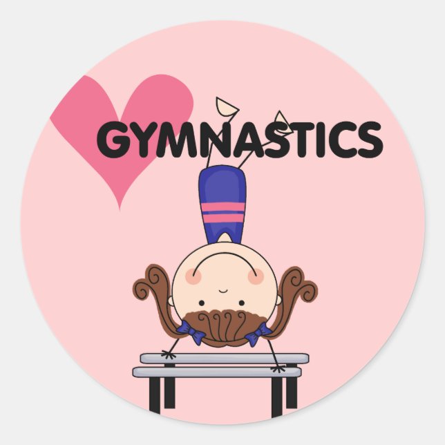 GYMNASTICS - Brunette Girl Handstands Classic Round Sticker (Front)