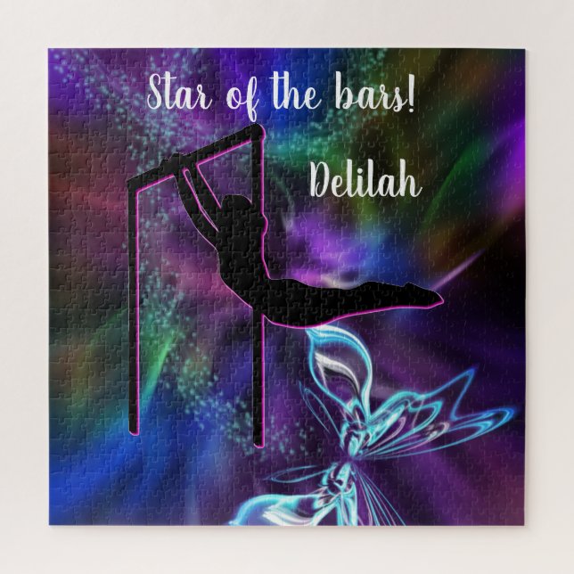 Gymnastics Butterfly Star of the Bars Personalised Jigsaw Puzzle (Vertical)
