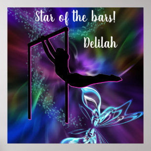 Gymnastics Butterfly Star of the Bars Personalised Poster