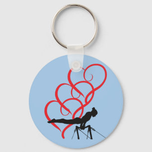 Gymnastics button keychain. key ring