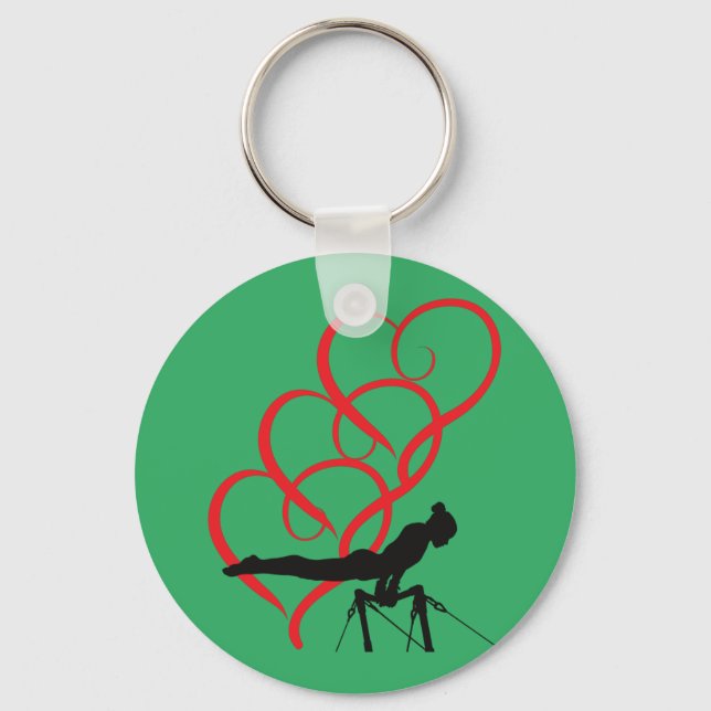 Gymnastics button keychain. key ring (Front)