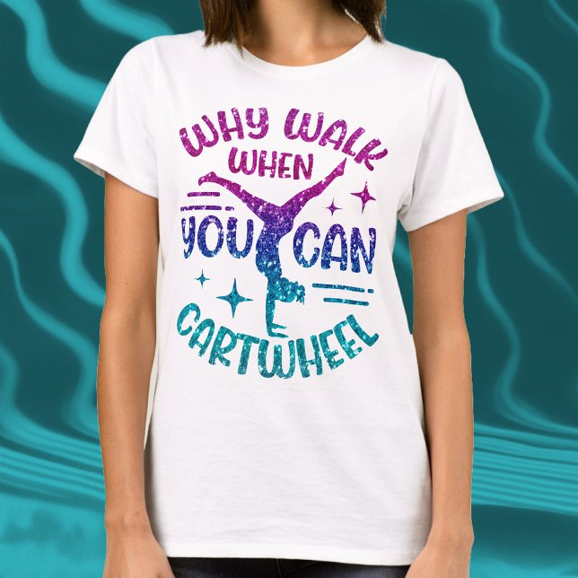 Gymnastics Cartwheel Magenta Purple Turquoise   T-Shirt (Gymnastics Cartwheel Magenta Purple Turquoise T-Shirt)