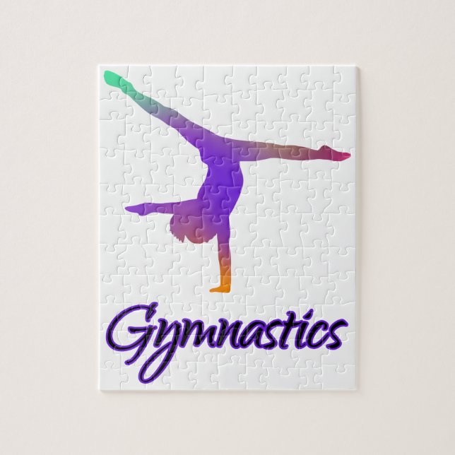 Gymnastics Cartwheel Pink Purple Ombre Gradient Jigsaw Puzzle (Vertical)