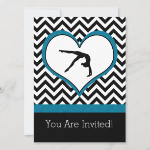 Gymnastics Chevron Heart Personal Party Invitation