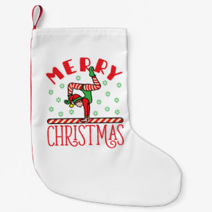 Gymnastics Christmas Elf on Beam Small Christmas Stocking