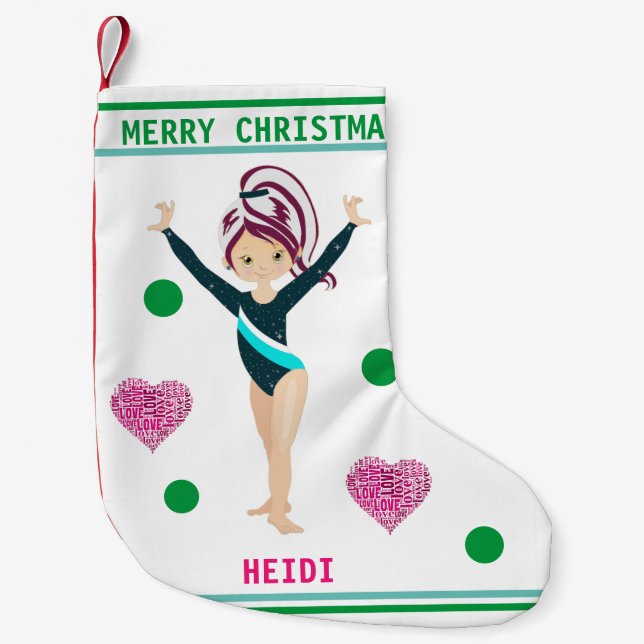 GYMNASTICS CHRISTMAS STOCKING FOR GIRLS. (Front)