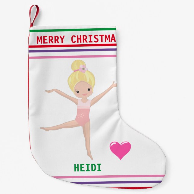 GYMNASTICS CHRISTMAS STOCKING FOR GIRLS. (Front)