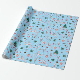 Gymnastics Christmas Wrapping Paper Blue Holiday