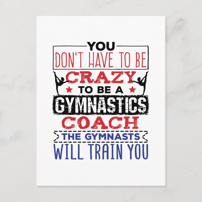 Gymnastics Coach Funny Appreciation Gift Crazy Postcard (Front)