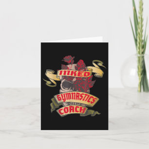 Gymnastics Coach Inked Skull &amp; Red Roses Tatto Card
