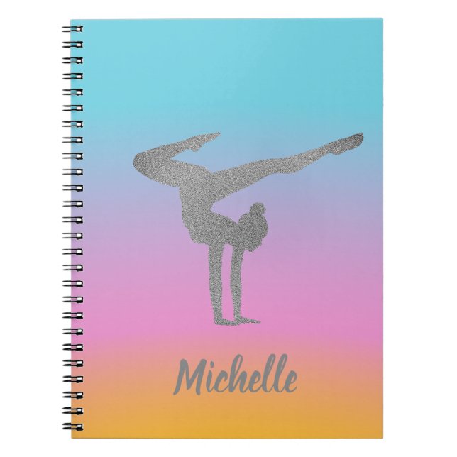 Gymnastics colourful Glitter  Notebook (Front)