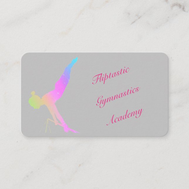 Gymnastics Colourful Pastel Font Business Card (Front)