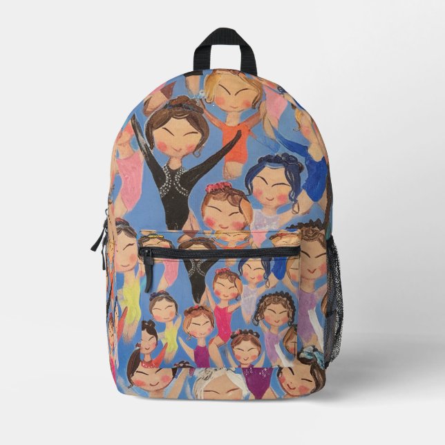 Gymnastics colourful pattern gift printed backpack (Front)