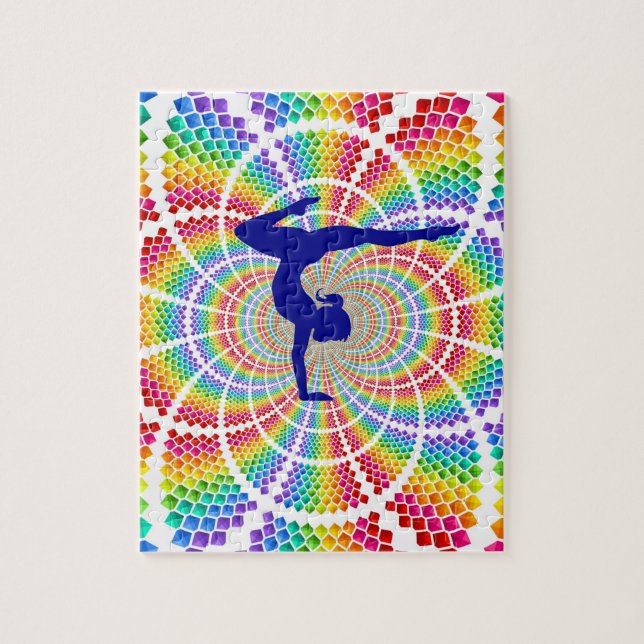 Gymnastics colourful puzzle for girls. (Vertical)