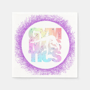 Gymnastics Confetti Letters with Purple Glitter  Napkin
