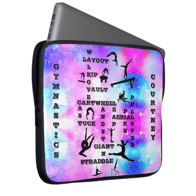 Gymnastics Crossword Personalised Electronics Bag (Front Right)
