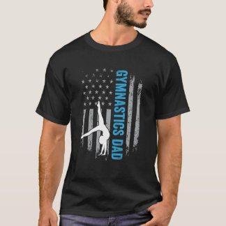 Gymnastics Dad Gymnast Father Parent American Flag T-Shirt