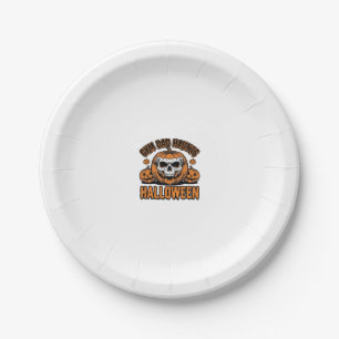 Gymnastics Dad Halloween Vintage Pumpkin Skull_1 Paper Plate