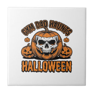 Gymnastics Dad Halloween Vintage Pumpkin Skull_1 Tile