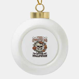 Gymnastics Dad Loves Halloween Skull Pumpkins Bats Ceramic Ball Christmas Ornament