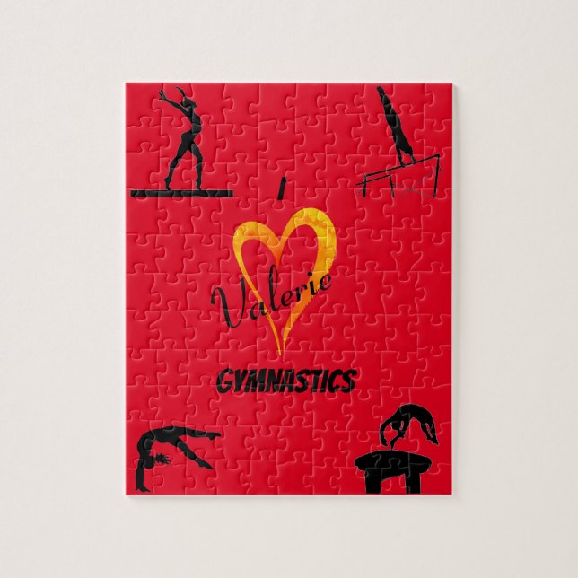 Gymnastics Events Fire Red Puzzle with Name (Vertical)