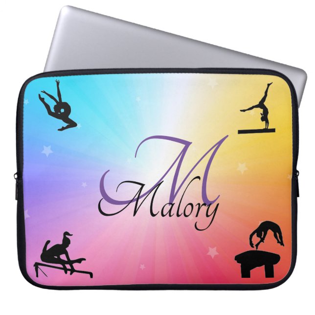 Gymnastics Events Rainbow Laptop Case with Name (Front)