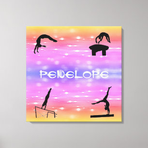 Gymnastics Events Stretched Canvas Print w/ Name