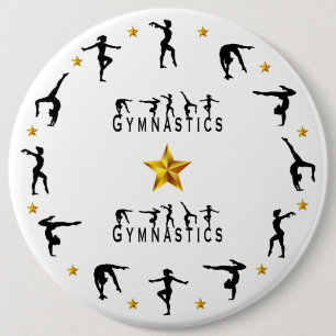 Gymnastics, Female, Gold Stars 6 Cm Round Badge