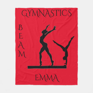 Gymnastics fleece blanket with personalised name.