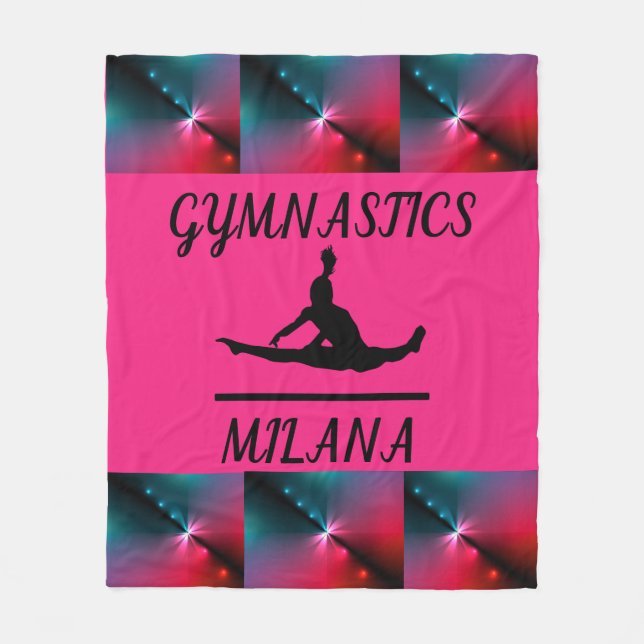 GYMNASTICS FLEECE BLANKET with personalised name. (Front)