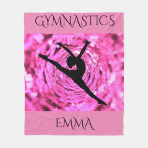 Gymnastics fleece blanket with personalised name.