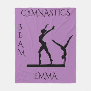 Gymnastics fleece blanket with personalised name.